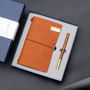 Customized Leather Stationery Diary Gift Box Luxury Fountain Pen Notebook Set T3-06