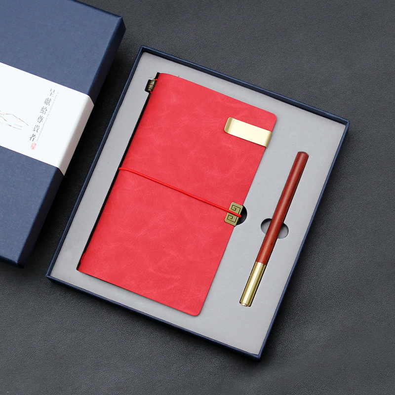 Customized Leather Stationery Diary Gift Box Luxury Fountain Pen Notebook Set T3-06 - Image 4