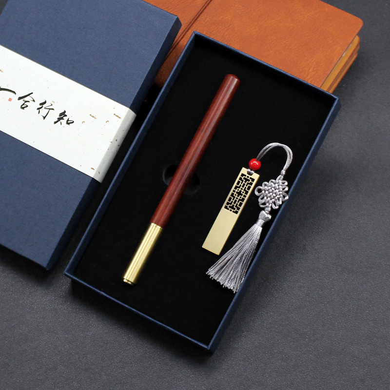 Exquisite Pen and Bronze Window Pattern USB Gift Box Set 16GB for Corporate T2-01 - Image 2