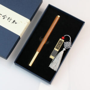 Exquisite Pen and Bronze Window Pattern USB Gift Box Set 16GB for Corporate T2-01