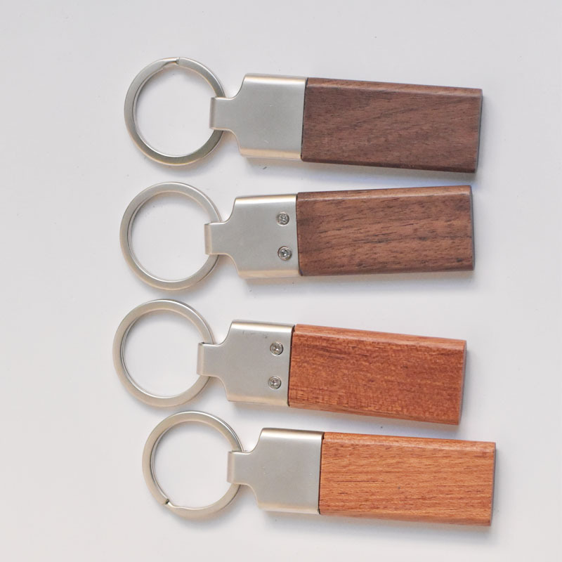 Metal and Bamboo and Wood Solid-Color Pendant Keychain T1-14 - Image 2