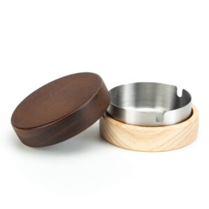 Creative Stainless Steel Wooden Ashtray for Home and Hotel T1-22