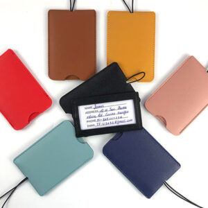 Available Multi-Color Hidden Pull-out PU Leather Luggage Tags with Lanyard T1-16