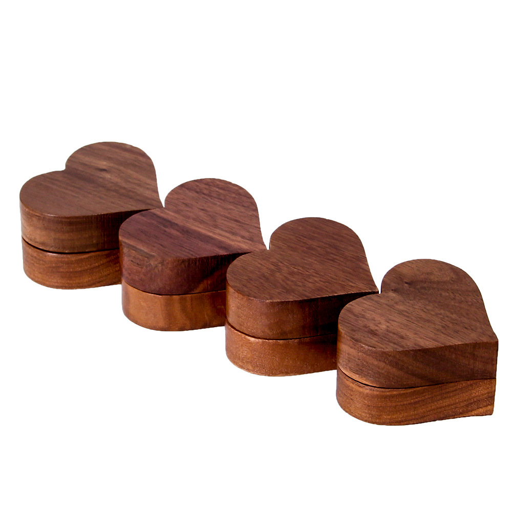 Wholesale in-Stock Walnut Wood Jewelry Gift Packaging Heart-Shaped Ring Boxes T1-19 - Image 3