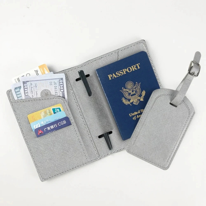 Customized Set of Multi-Functional Leather Passport Case and Luggage Tag T1-17 - Image 2